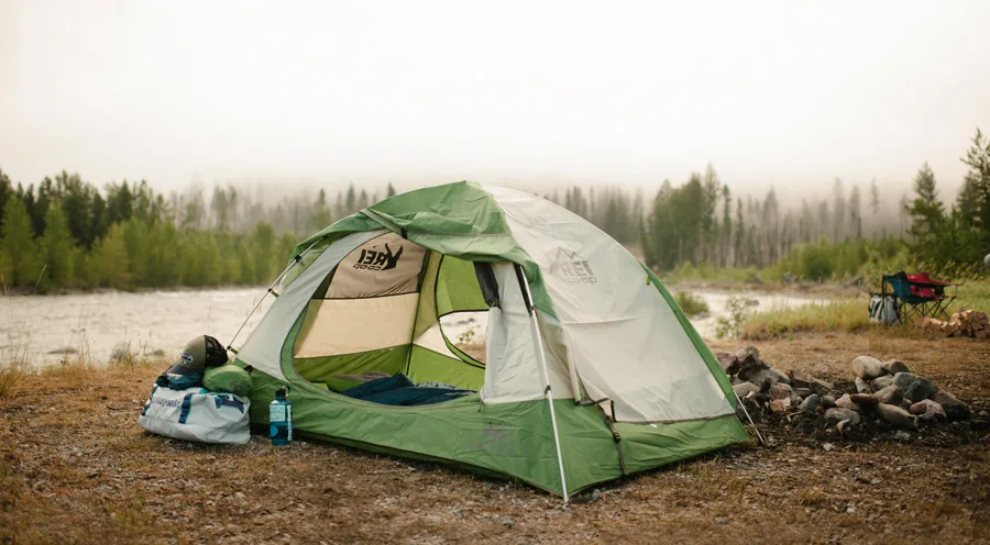 REI outdoor equipment and gear branding.