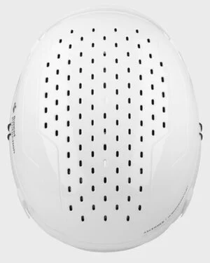 Top view of a ski helmet featuring an extensive 105-vent cooling system.