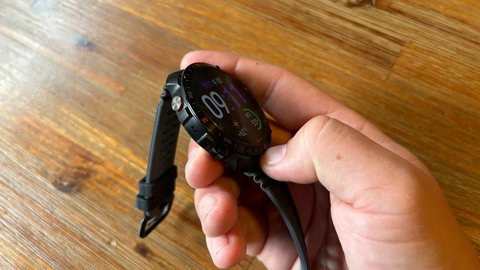 Polar Grit X 2 Pro watch showing heart rate and fitness stats