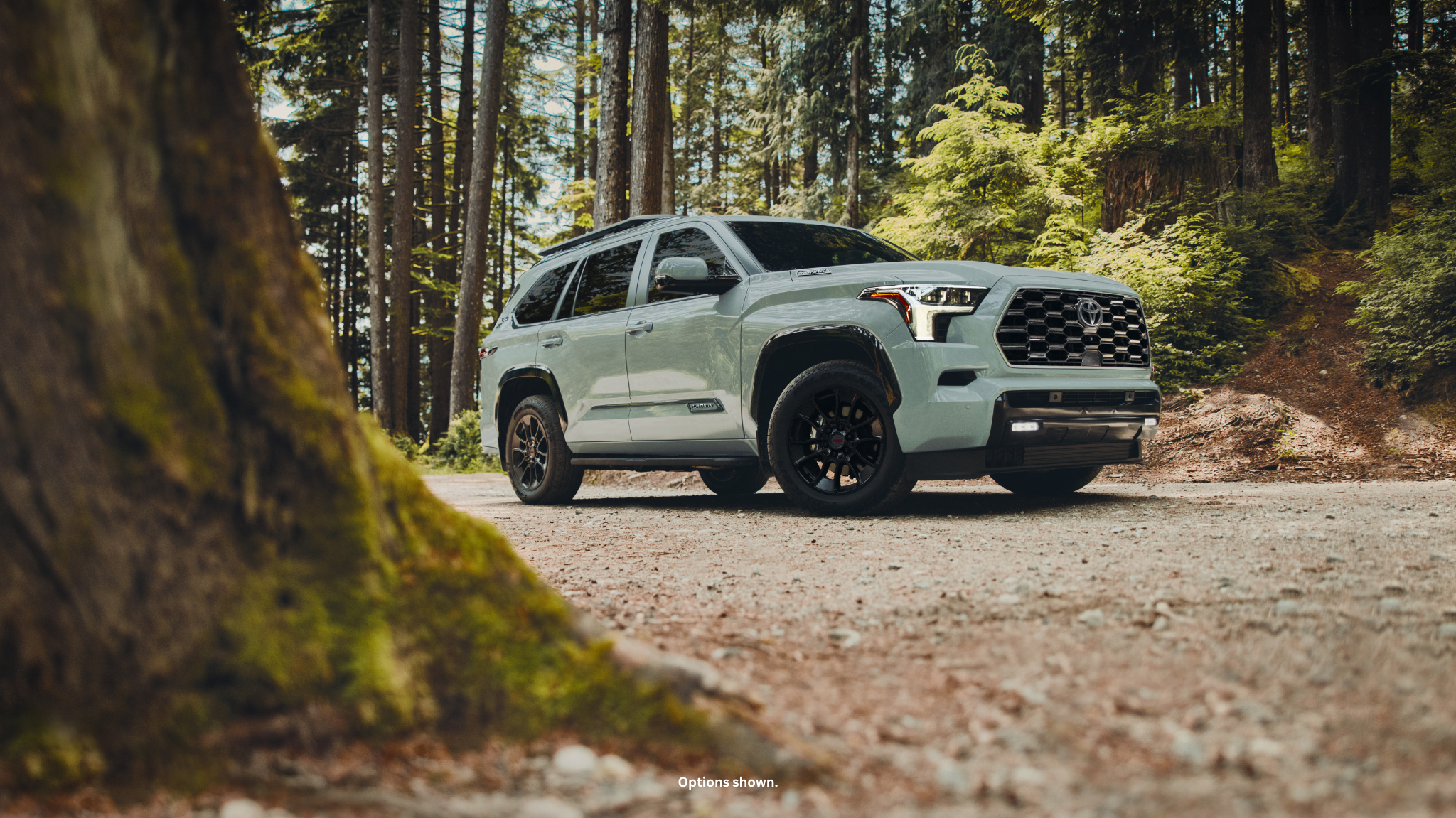 A Toyota Sequoia parked in a high-altitude off-road environment.