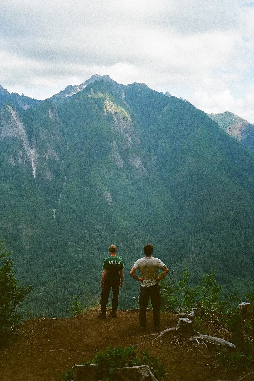 Hikers Colby and Cory exploring the vast mountain landscape of the Cascades.